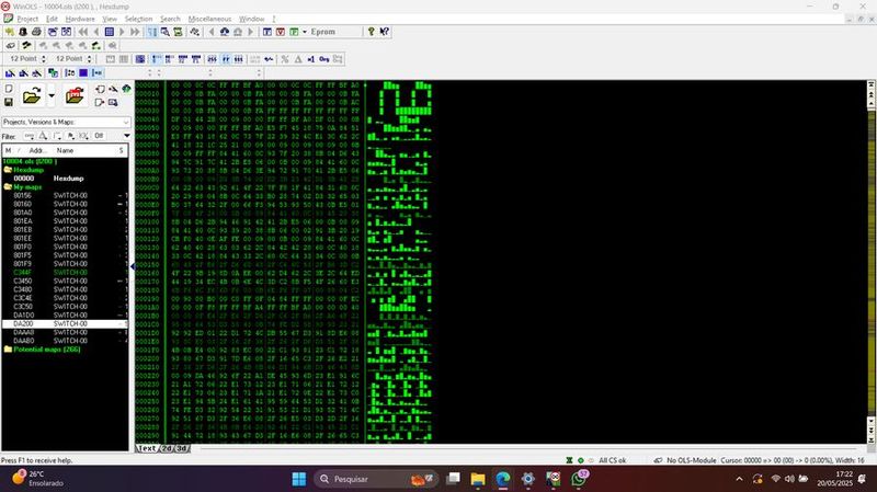 WinOLS aberto com mapa de ECU